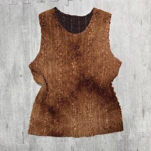 90s Y2K Popcorn Crinkle‎ Textured Reversible Sleeveless Top Women's S/M